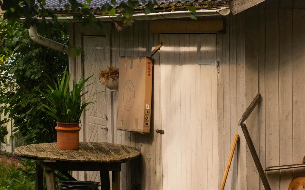 Abri de jardin en bois sur une pelouse